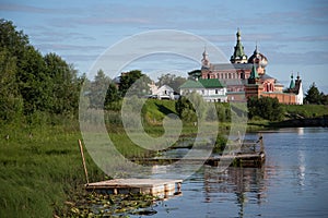 Nikolsky Monastery on the bank of the Volkhov river in Staraya Ladoga, Russia