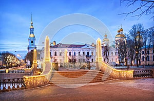 Nikolsky Naval Cathedral with a bell tower in St. Petersburg