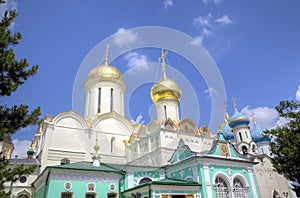 Nikon`s Church and the Cathedral of the Trinity. Holy Trinity St. Sergius Lavra. photo