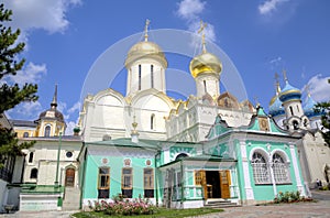 Nikon`s Church and the Cathedral of the Trinity. Holy Trinity St. Sergius Lavra. photo