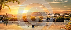 Nile in Aswan at sunset