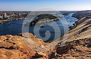 Nile River Aerial View, Aswan City, Egypt