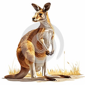 A nimble kangaroo bounding, AI generated photo