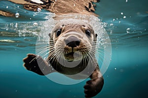 Nimble Otter underwater. Generate Ai