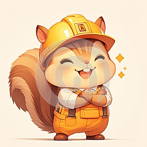 A nimble squirrel sanitation worker cartoon style photo