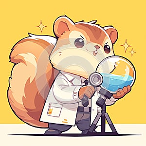 A nimble squirrel scientist cartoon style photo