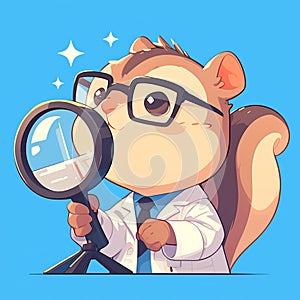 A nimble squirrel scientist cartoon style photo