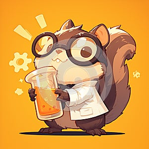 A nimble squirrel scientist cartoon style photo