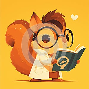A nimble squirrel scientist cartoon style photo