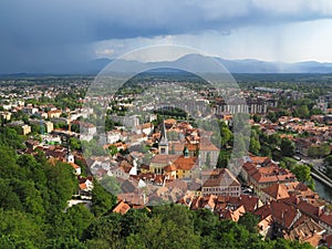 Nimbostratus clouds over Ljubljana in Slovenia