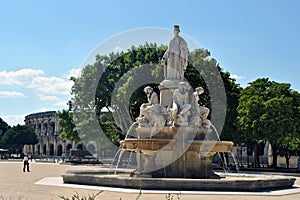 Nimes - Pradier fountain and arena