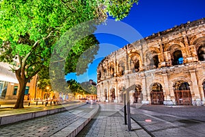 Nimes, roman arena in Occitanie, France photo