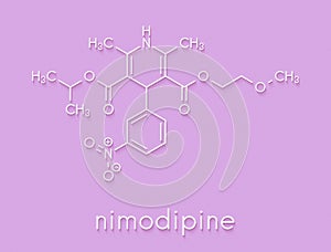 Nimodopine vasospasm drug molecule. Skeletal formula. photo