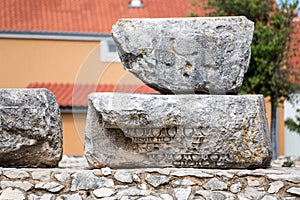 Nin, Croatis. Roman decorative remains and ruins