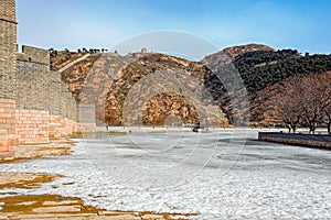 Nine-Arch Bridge on Great China wall in winter