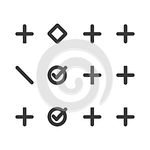 Collection of Simple Black Plus and Checkmark Icons