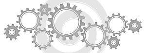 Nine Big And Little Gears Border Graphics Gray Horizontal