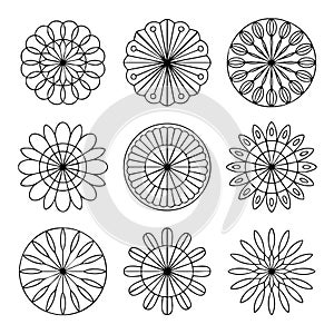 Nine Black Line Art Circular Geometric Patterns circular pattern