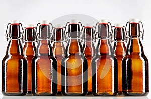 Nine blank bottles with copy space