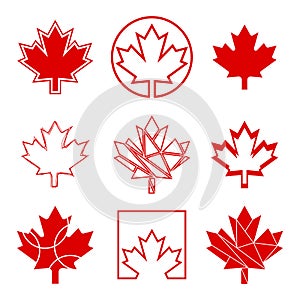 Nine Canadian Maple Leaf Icons