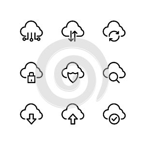 Cloud computing icon set. Cloud icon.