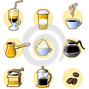 Nine coffee icons