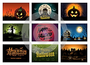 Nine creepy Halloween greeting card party invitation