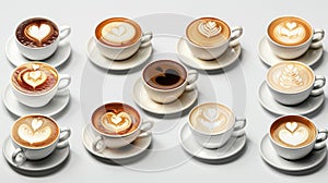 Cups of Coffee with Latte Art.AI generated image
