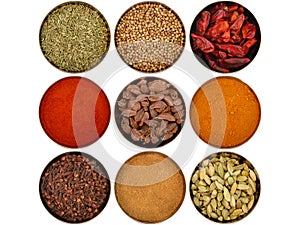 Nine different spices