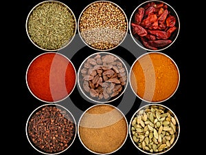 Nine different spices