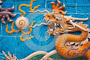 A Nine-Drgon Screen at Beihai Park in Beijing, China