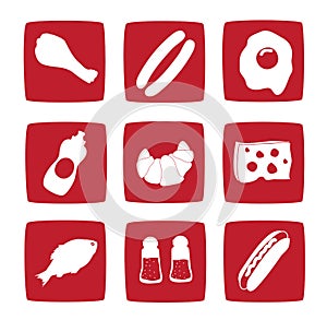 Nine food icons