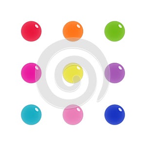 Nine glass orbs of glass in bright colours photo