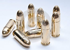 Nine gold full metal jacket 9mm bullets