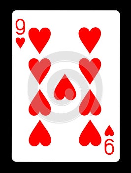 Nine of hearts playing card, photo