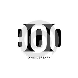 Nine hundred anniversary, minimalistic logo. Nine-hundredth years, 900th jubilee, greeting card. Birthday invitation