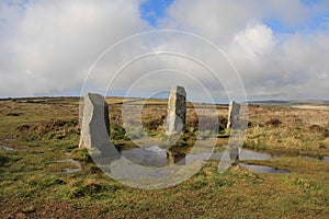 Nine Maidens Stone Circle, Boskednan, Cornwall, England.