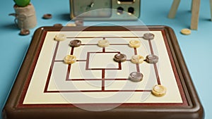 Nine Men Morris Board Game Challenge with two people