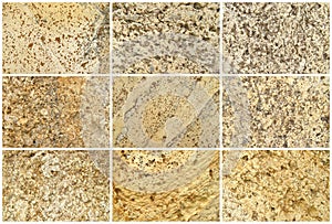 Nine Natural Limestone Background or textures