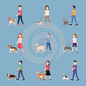 nine persons with dogs