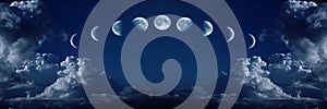 Nine phases of the full growth cycle of the moon photo