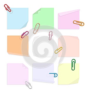 Nine post it and clip colors