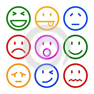 Nine smilies, set smiley emotion, by smilies, cartoon emoticons