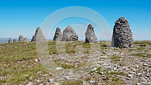 Nine Standards Rigg near the summit of Hartley Fell, North Pennines, Cumbria photo