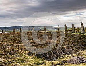 Nine Standing Stones and Moorland, Mainland, Orkney, Scotland