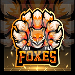 Nine tailed fox mascot. esports logo design