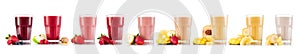 Nine tastes of smoothie in glass with fruit photo