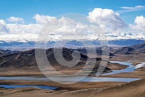 Nine turns and eighteen bends of Kaidu River in Bayanbulak  in Spring