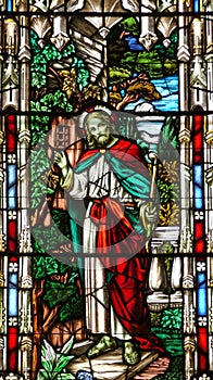 Nineteenth century church stained glass Jesus photo