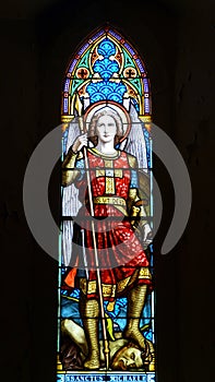 Nineteenth century church window Saint Michael